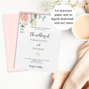 Lámina Rosa floral eucalyptus presupuesto invitación a bo