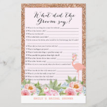 Rosa Juego de ducha de novias Flamingo de oro IMPR