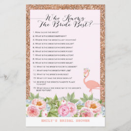 Lámina Rosa Juego de ducha de novias Flamingo de oro IMPR