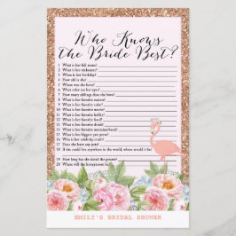 Lámina Rosa Juego de ducha de novias Flamingo de oro IMPR