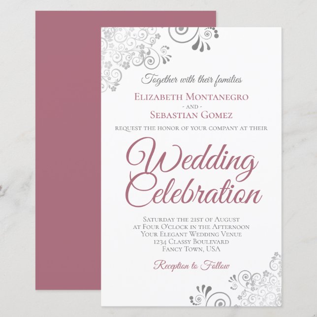 Lámina Rosa polvoriento y bodas con presupuesto blanco in (Anverso / Reverso)