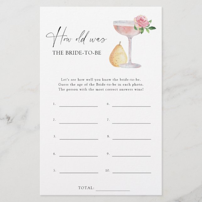 Lámina Rosa Prosecco - ¿Cuántos años tenía la novia para  (Anverso)