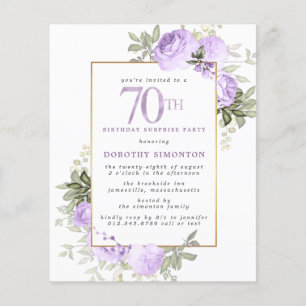 Lámina Rosa púrpura de presupuesto 70 Fiesta sorpresa de 