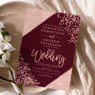 Lámina Rosa purpurina de oro confetti boda de presupuesto