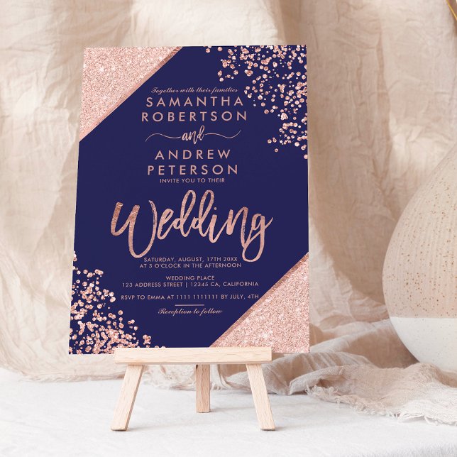 Lámina Rosa purpurina de oro confetti boda de presupuesto (Subido por el creador)