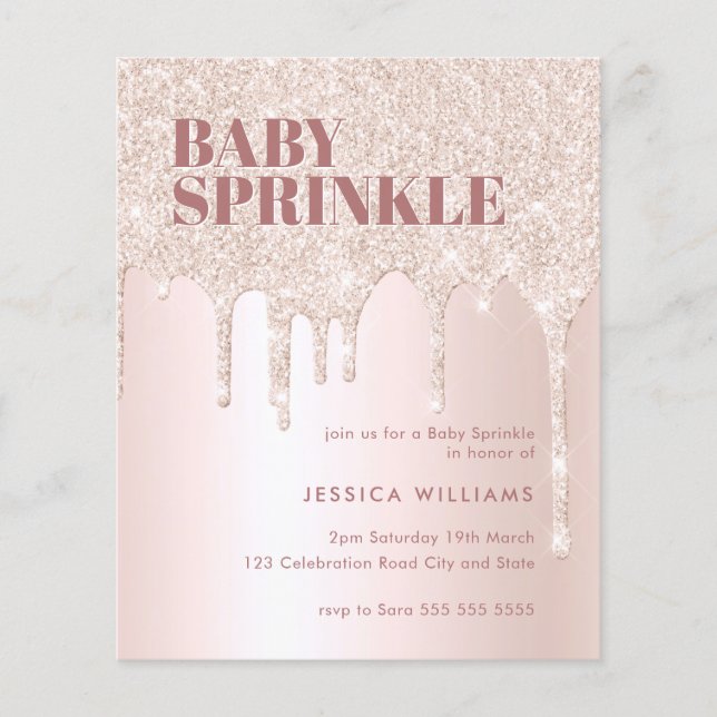 Lámina Rosa Purpurina de oro goteo Chica rosa Espolvoreo (Anverso)