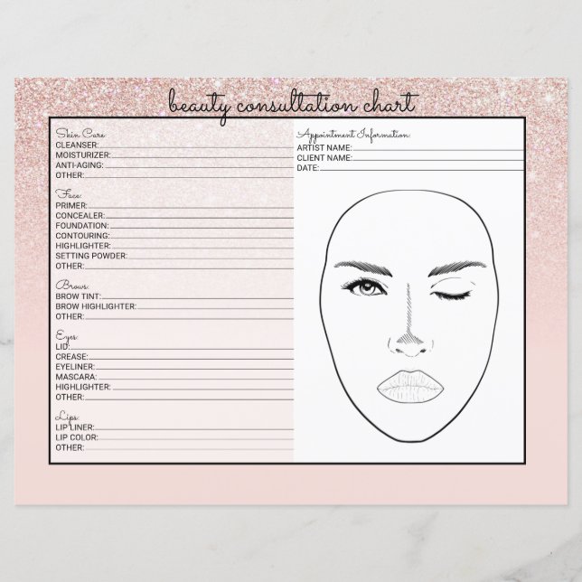 Lámina Rosa Purpurina rosado Ombre Beauty Consultion (Anverso)