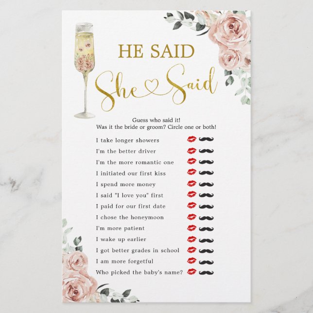 Lámina Rosa Rosa Dusty  Bridal Shower Dijo Que (Anverso)