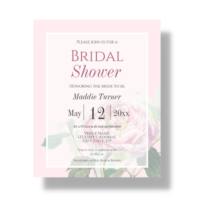 Lámina Rosa rosa | Invitación a la ducha de novia (Subido por el creador)