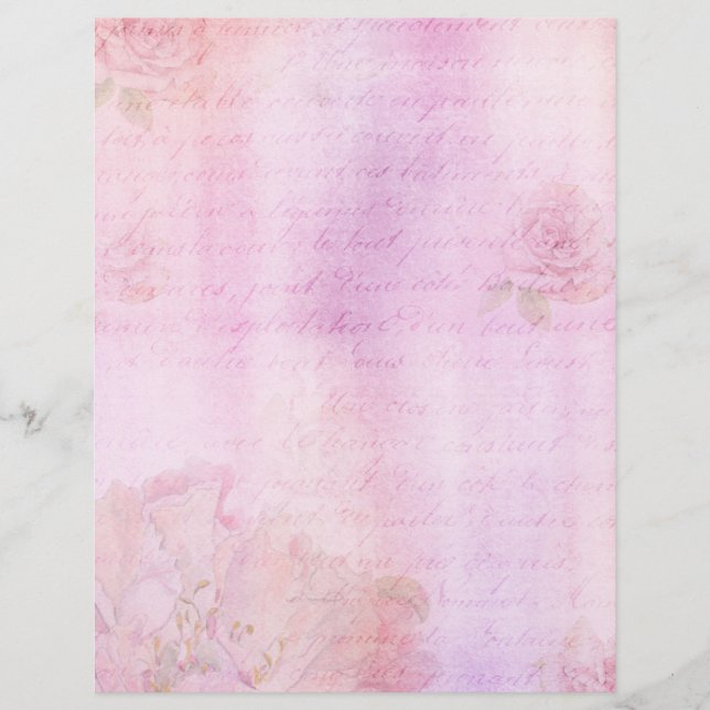 Lámina Rosa rosa Shabby Chic Scrapbook Ephemera (Anverso)