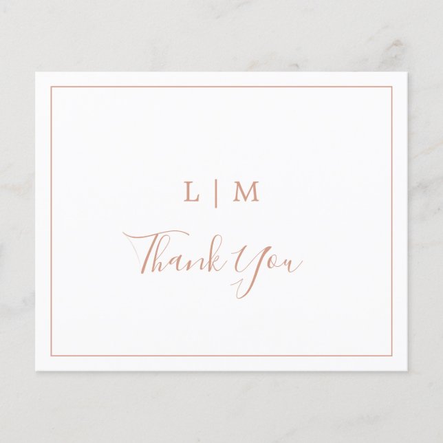 Lámina Rosa simple Monograma rosa Boda de presupuesto Gra (Anverso)