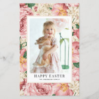 Rosa vintage e Hydrangea Photo Happy Easter Card