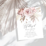 Lámina Rosa y flores de Rubor en un Boda de presupuesto<br><div class="desc">Polvorientas flores de Rosa y Rubor en una invitación a matrimonio presupuestal</div>