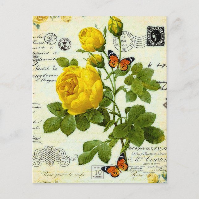 Lámina Rosas amarillas vintage (Anverso)