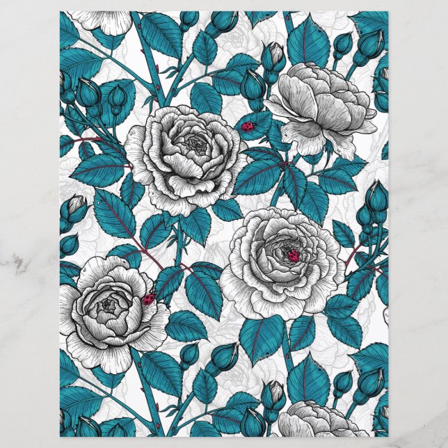 Lámina Rosas blancas y mariquitas (Anverso)
