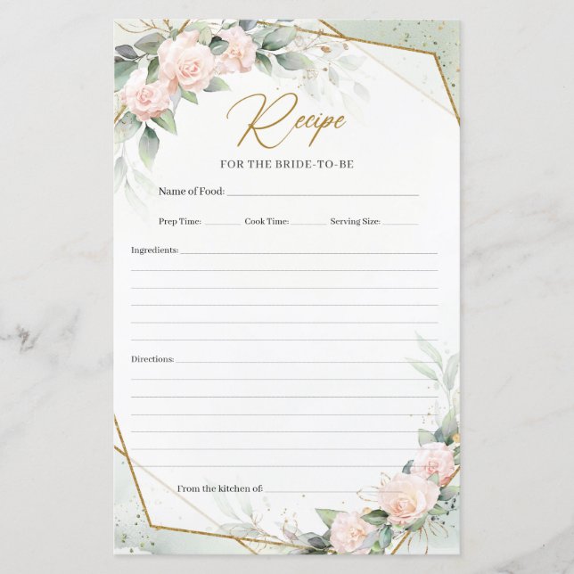 Lámina Rosas bohemios eucalipto y receta de marco dorado (Anverso)