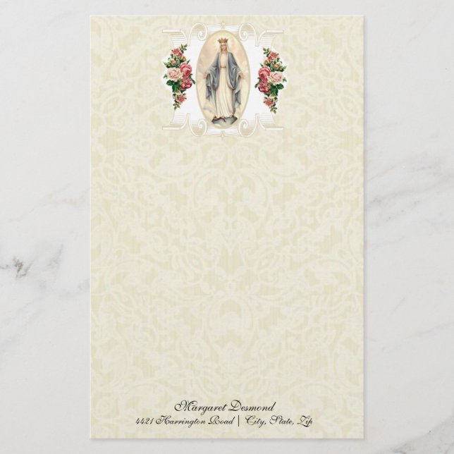 Lámina Rosas católicos de la Virgen Religiosa María Vinta (Anverso)