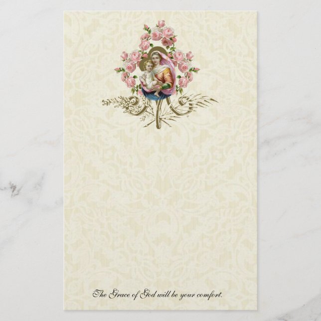 Lámina Rosas católicos de la Virgen Religiosa María Vinta (Anverso)