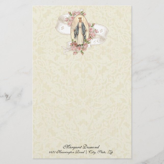 Lámina Rosas católicos de la Virgen Religiosa María Vinta (Anverso)