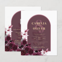 Rosas de Borgoña de Vino InVITADO de Boda de Texto