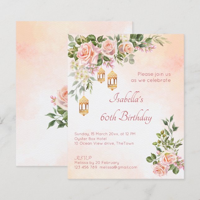 Lámina Rosas de crema Pastel de Presupuestos Invitan a lo (Anverso / Reverso)