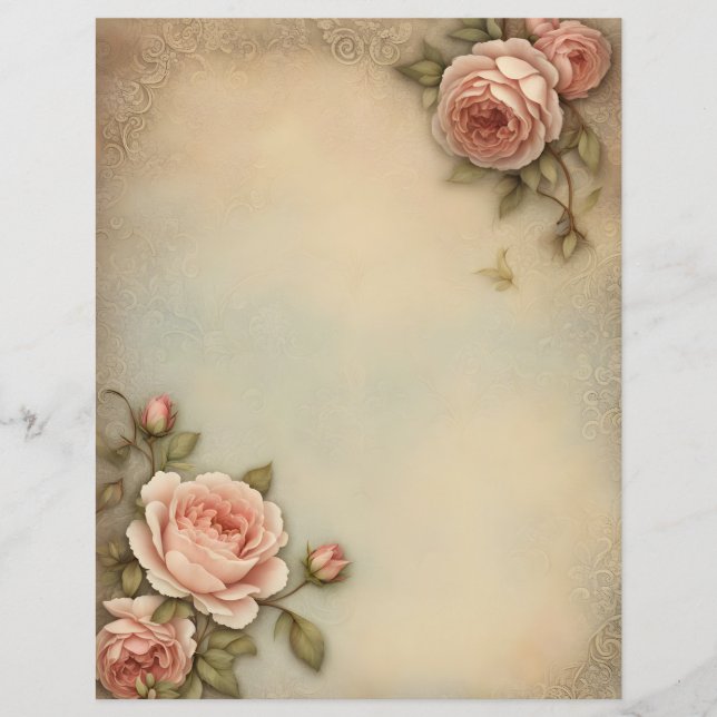 Lámina Rosas de época Papel de libro de recortes de nosta (Anverso)