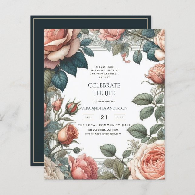 Lámina Rosas de la época celebran poema conmemorativo (Anverso / Reverso)