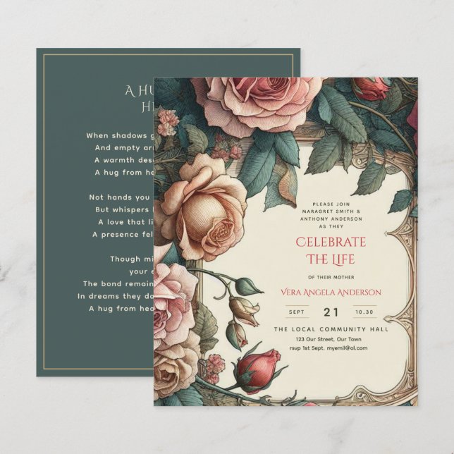 Lámina Rosas de la época celebran poema conmemorativo (Anverso / Reverso)