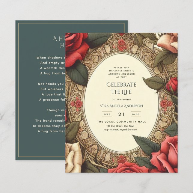 Lámina Rosas de la época celebran poema conmemorativo (Anverso / Reverso)