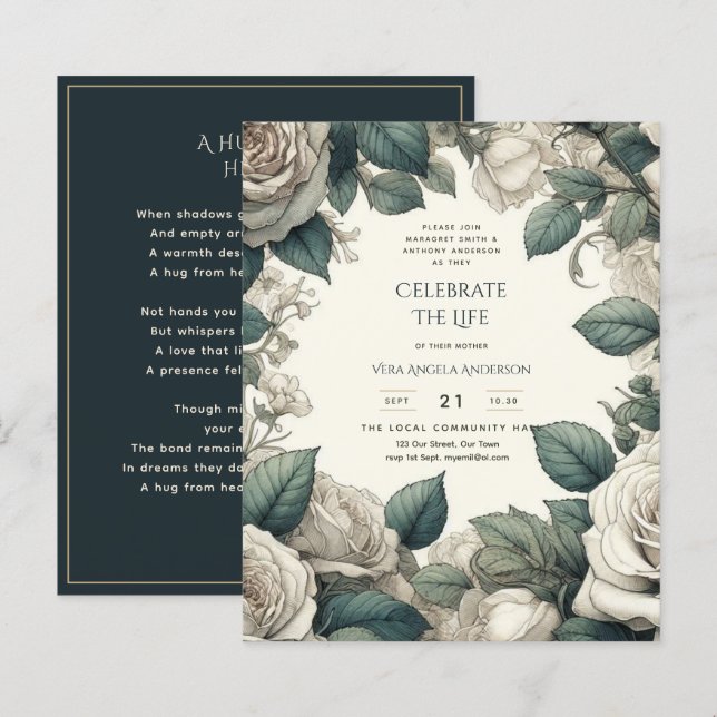 Lámina Rosas de la época celebran poema conmemorativo (Anverso / Reverso)