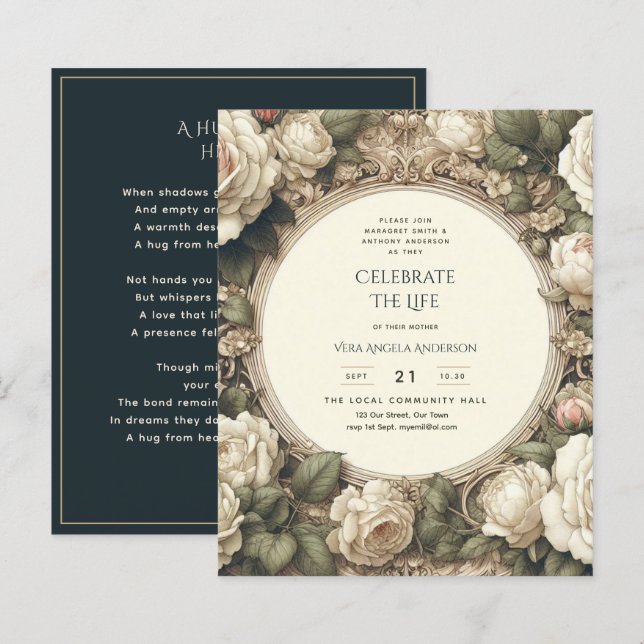 Lámina Rosas de la época celebran poema conmemorativo (Anverso / Reverso)