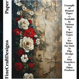 Lámina Rosas de Marfil Rojo, papel de artesanía de la par