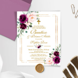 Lámina Rosas de presupuesto para invitación de Bautizo y 