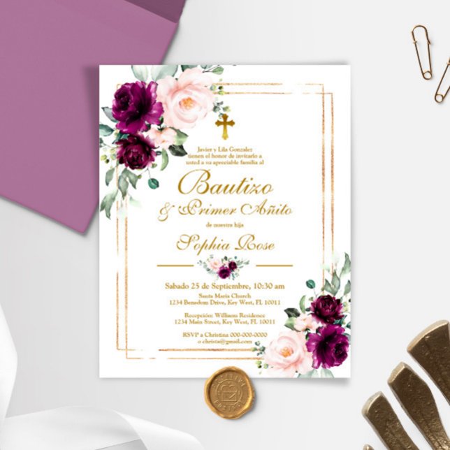 Lámina Rosas de presupuesto para invitación de Bautizo y  (Subido por el creador)