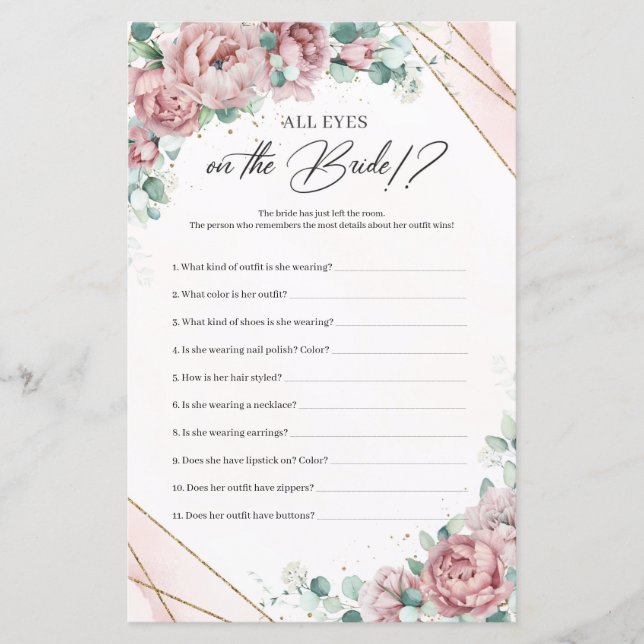 Lámina Rosas del Boho Rubor eucalipto Todos los ojos en l (Anverso)