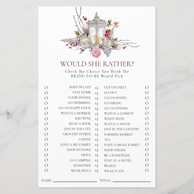 Lámina Rosas florales clásicos y juego de ducha de novia  (Anverso)