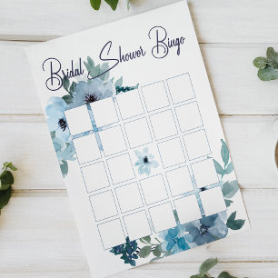 Lámina Rosas Florales de Acuarela Azul Pastel Bingo Nupci