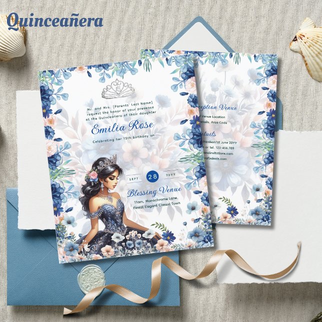 Lámina Rosas florales de la Marina Blue Quinceanera (Subido por el creador)
