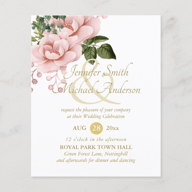 Lámina Rosas indulgentes Rubor Pink Gold Boda Bouquet (Anverso)