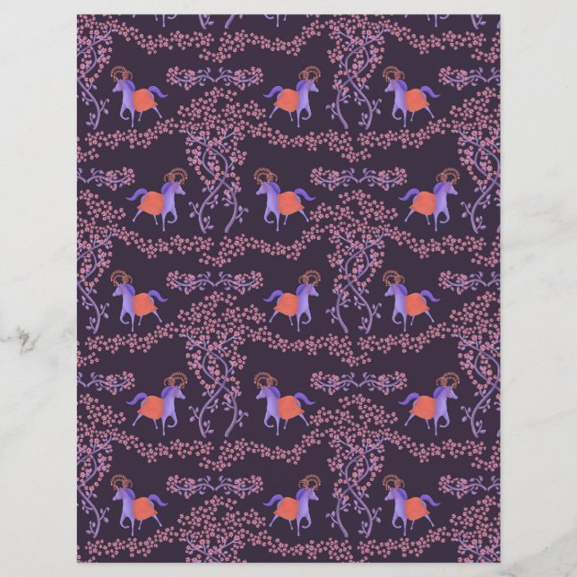 Lámina Rosas medievales de caballos de Vibes (Anverso)