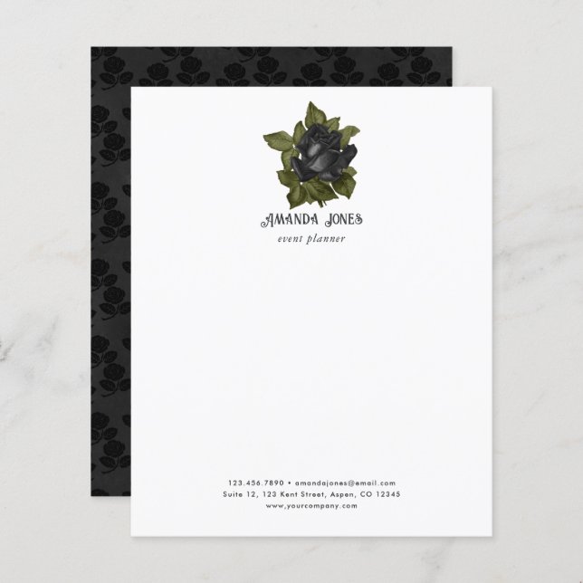 Lámina Rosas negros góticos vintage personalizados (Anverso / Reverso)