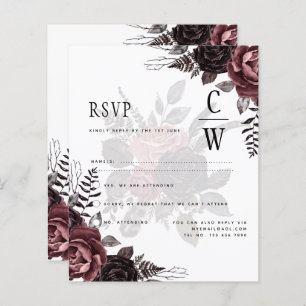 Lámina Rosas negros oscuros de Borgoña Boda caen en invie