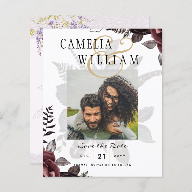 Lámina Rosas negros oscuros de Borgoña Boda caen en invie (Anverso / Reverso)