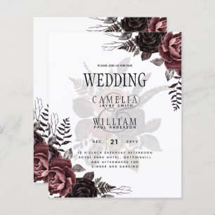 Lámina Rosas negros oscuros de Borgoña Boda caen en invie