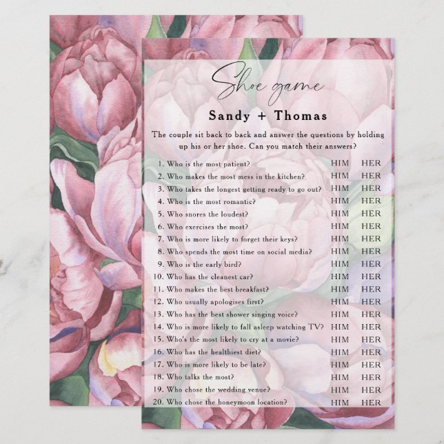 Lámina Rosas peones - Juego de novias para zapatos (Anverso / Reverso)