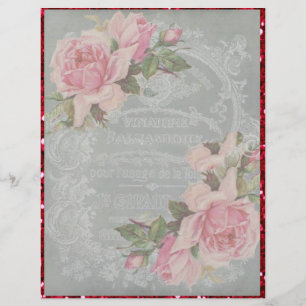 Lámina Rosas rosas rosas en gris con el Scrapbooking del