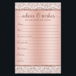 Lámina Rose Gold Elegant Wedding Advice Wishes<br><div class="desc">This elegant advice card is great for bridal showers and wedding receptions,  and features faux rose gold glitter damask at the top and bottom,  with an elegant rose gold blush pink gradient background. Find many more matching products in the collection.</div>