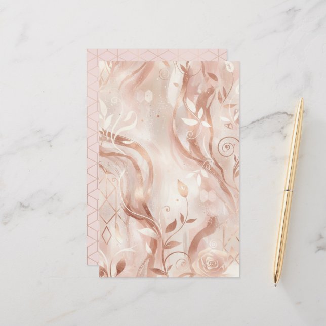 Lámina Rose Gold Feminine Aesthetic Two-Sided Paper Sheet (Anverso/Reverso In Situ)