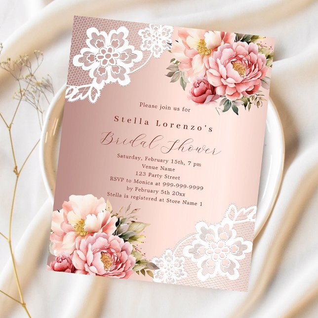 Lámina Rose gold florines lace Bridal Shower (Subido por el creador)