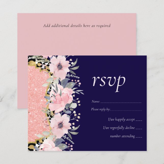 Lámina Rosegold BODA Girly Purpurina Floral Rosa Glam (Anverso / Reverso)